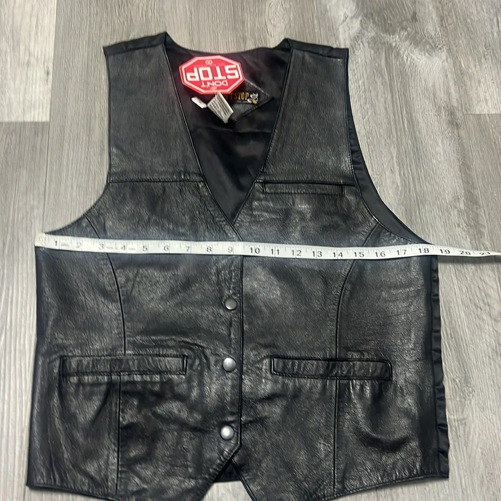 Don’t Stop Classics Black Leather Vest with Button Closure /size S